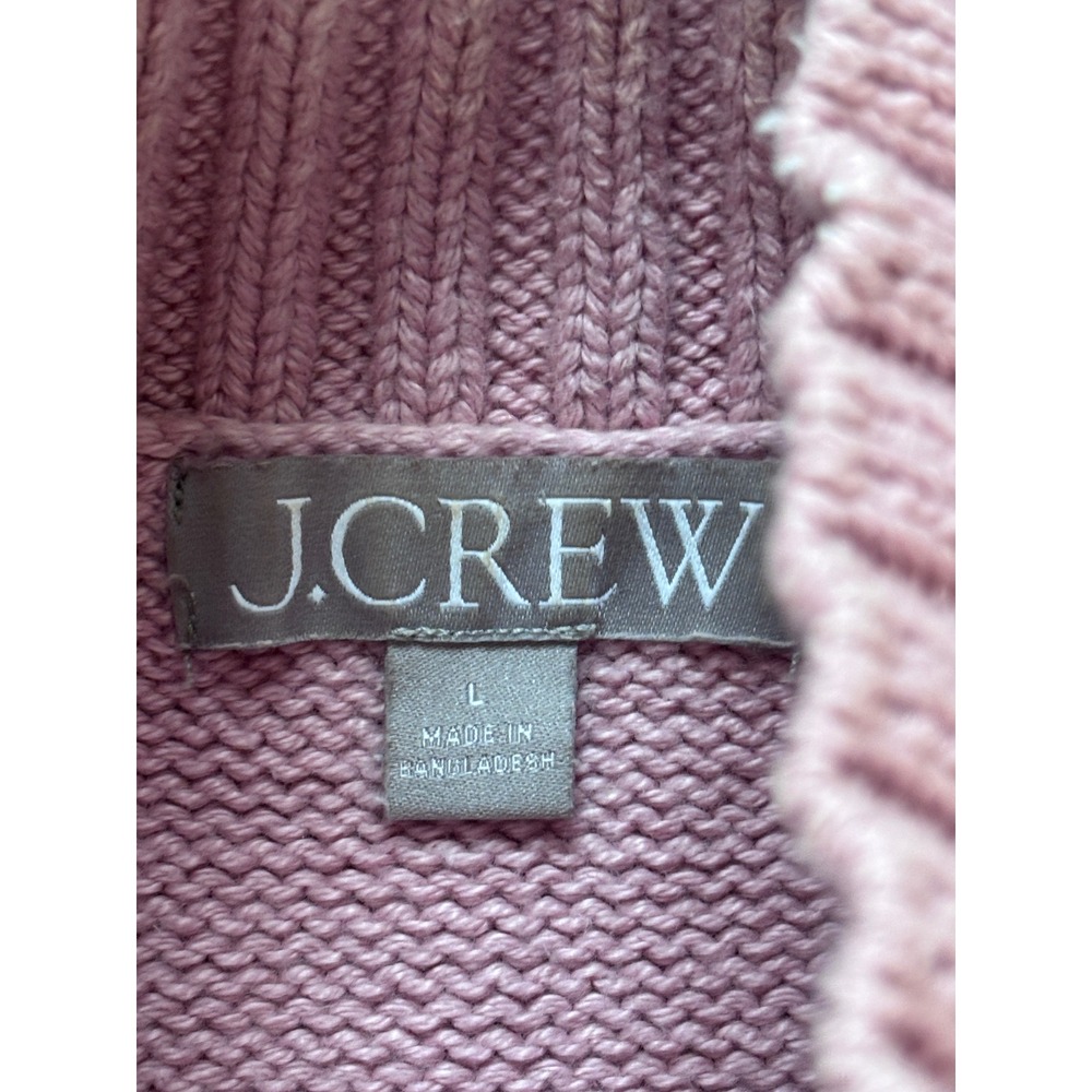 J.Crew Womens Pink Cotton Mock Neck Ribbed Knit Sweater Large L‎ Mauve - Picture 6 of 8